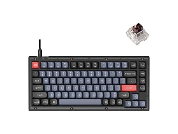 Keychron V1 Wired Mechanical Keyboard, 75% QMK/VIA Hot-Swappable