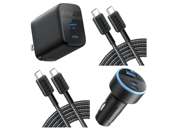 Anker 4-in-1 Charging Kit: 45W Wall Charger, 67W Car Charger, 2 Cables