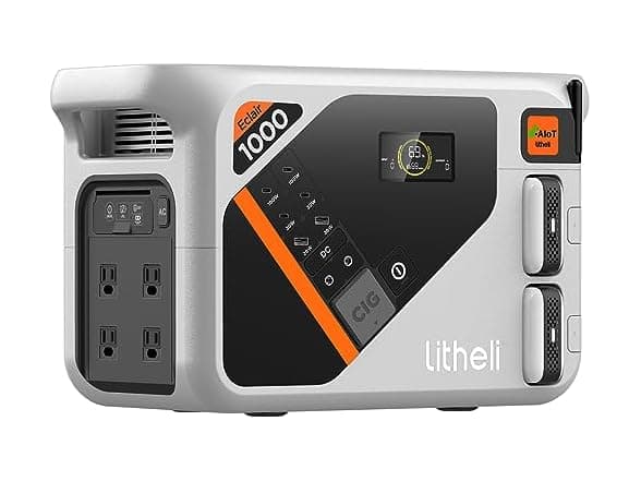 Litheli Portable Power Station Eclair 1000, 1800W Solar Generator, 1069Wh Outdoor Generator, 1H Fast Charging LiFePO4 Power Station for Outdoor Camping, Emergency and RVs(Solar Panels Optional)