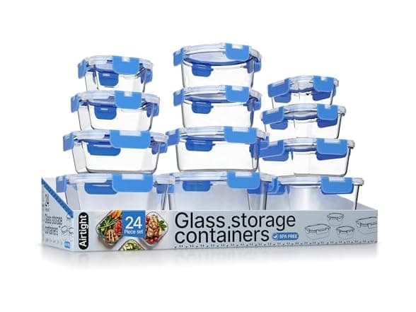 Bakken 24-Piece Borosilicate Glass Food Storage Set, BPA-Free, Leak-Proof