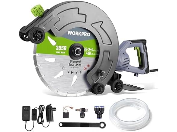 WORKPRO 16 in. Wet Concrete Saw - 1600W Motor, 6.69 in. Depth