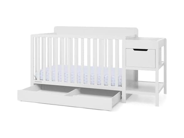 Delta Children Maya 5-in-1 Convertible Crib & Changer - Bianca White