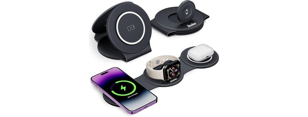 Hicober 3-in-1 Wireless Magnetic Foldable Charging Station for Apple