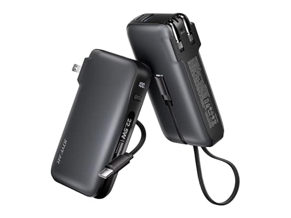 Joyfar 10,000mAh 22.5W USB-C Powerbank with Built-in Cable & Wall Plug