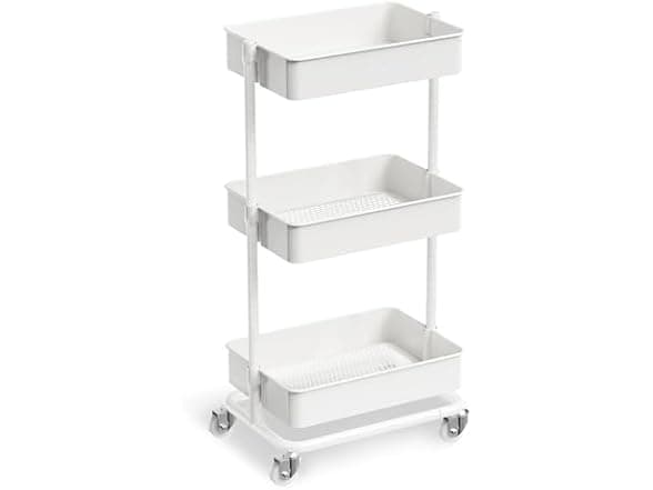 OrchidLeaf 3-Tier Metal Rolling Tool Cart with Silent Casters, White