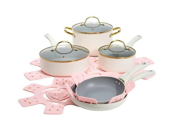 Paris Hilton Epic Nonstick Pots and Pans Set - 12-Piece, Cream