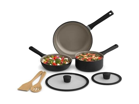 BELLA 7 Piece Cookware Set with Ceramic Nonstick, All Stovetops, $29.99
