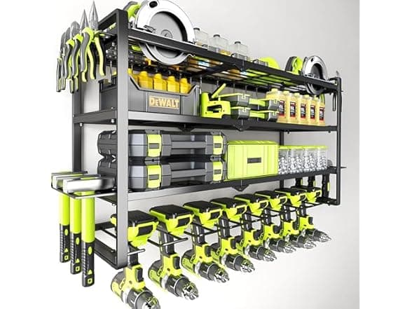 Hipidian Heavy Duty Wall Mount Tool Organizer - 300lb Capacity, 8 Drill Holders
