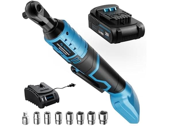 TILSWALL 20V Cordless Ratchet Wrench Set - 44.2 ft-lbs, 7 Sockets