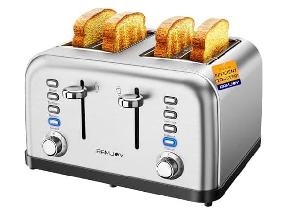 Woot 4 Slice Toaster with Dual Controls - Stainless Steel