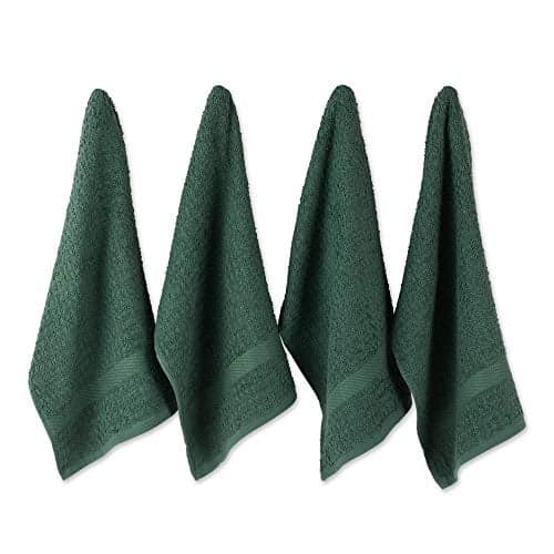 DII Cotton Waffle Terry Dish Towels Set of 4 - Dark Green 15x26