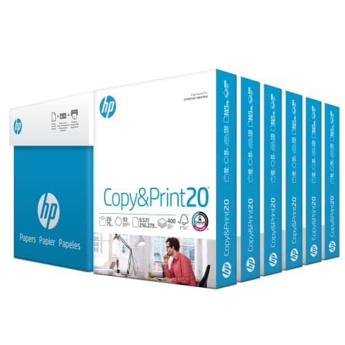 HP Printer Paper 8.5x11 20lb 6-Pack Case 2400 Sheets