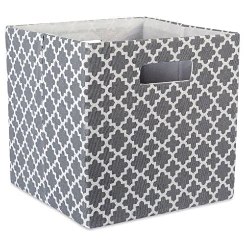 DII Hard Sided Collapsible Fabric Storage Bin 13x13x13 Lattice Gray