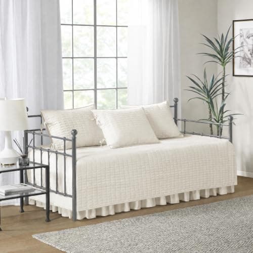Comfort Spaces Kienna Daybed Cover Set 5 Piece with Bedskirt, 75 x 39 Ivory