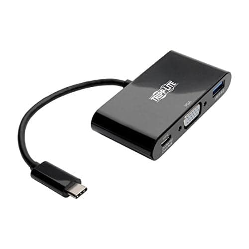 Tripp Lite USB-C to VGA Multiport Adapter 1080p USB-A Hub PD Charging Black