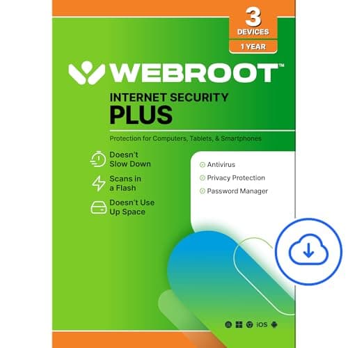 Webroot Internet Security Plus Antivirus 2026 - 3 Device 1 Year License