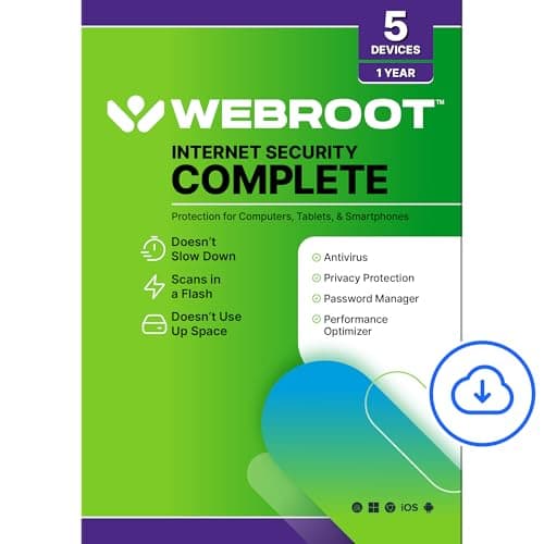 Webroot Internet Security Complete 2026 Antivirus for 5 Devices