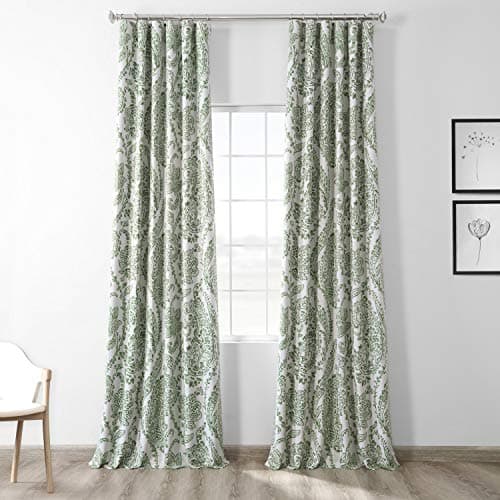 HPD Half Price Drapes Floral Room Darkening Curtain Panel 50x120, Tea Time Green