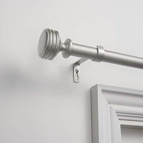 Exclusive Home Duke 1" Curtain Rod Set - Matte Silver, Adjustable 66-120"