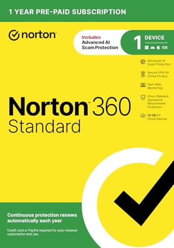 Norton 360 Standard 1-Device Antivirus with AI Scam Protection & VPN