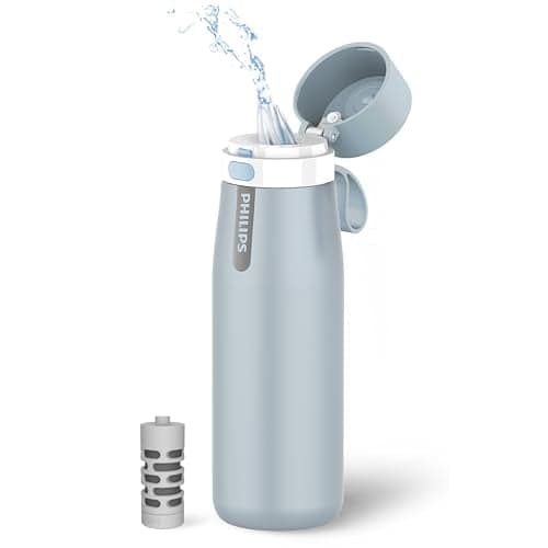 PHILIPS Filtered Water Bottle Stainless Steel 18.6oz Blue