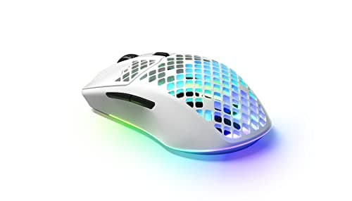 SteelSeries Aerox 3 Wireless - Holey RGB Gaming Mouse - Ultra-lightweight Water Resistant Design - 18K DPI TrueMove Air Optical Sensor -Snow