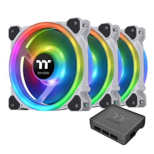 Thermaltake Riing Trio 12 RGB White 3-Pack - 120mm PWM Fan with Triple LED Rings