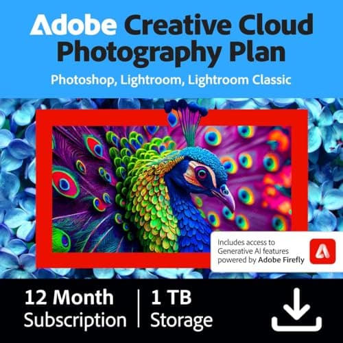 Adobe Creative Cloud Photography Plan 1TB (Photoshop + Lightroom) 12-Month Subscription