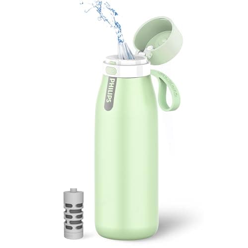 PHILIPS GoZero Filtered Water Bottle 32oz Green - Keeps Cold 24h