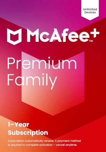 McAfee+ Premium Family Unlimited Devices 2026 Antivirus Subscription Key Card