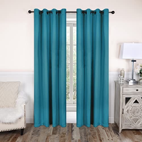 Superior Blackout Curtains, Room Darkening, Bedroom, Living Room Window Accents, Sun Blocking, Thermal, Classic Modern with Rod Pockets or Grommets, Solid Collection, 8 Panels, 52" x 63", Aqua