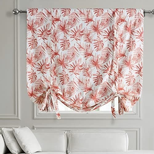 HPD Half Price Drapes Printed Cotton Room Darkening Tie Up Curtains for Windows - 46 x 63 Roll Up Balloon Curtain for Living Room, Kitchen (1 Panel), PRCT-TUD211C-63, Artemis Rust