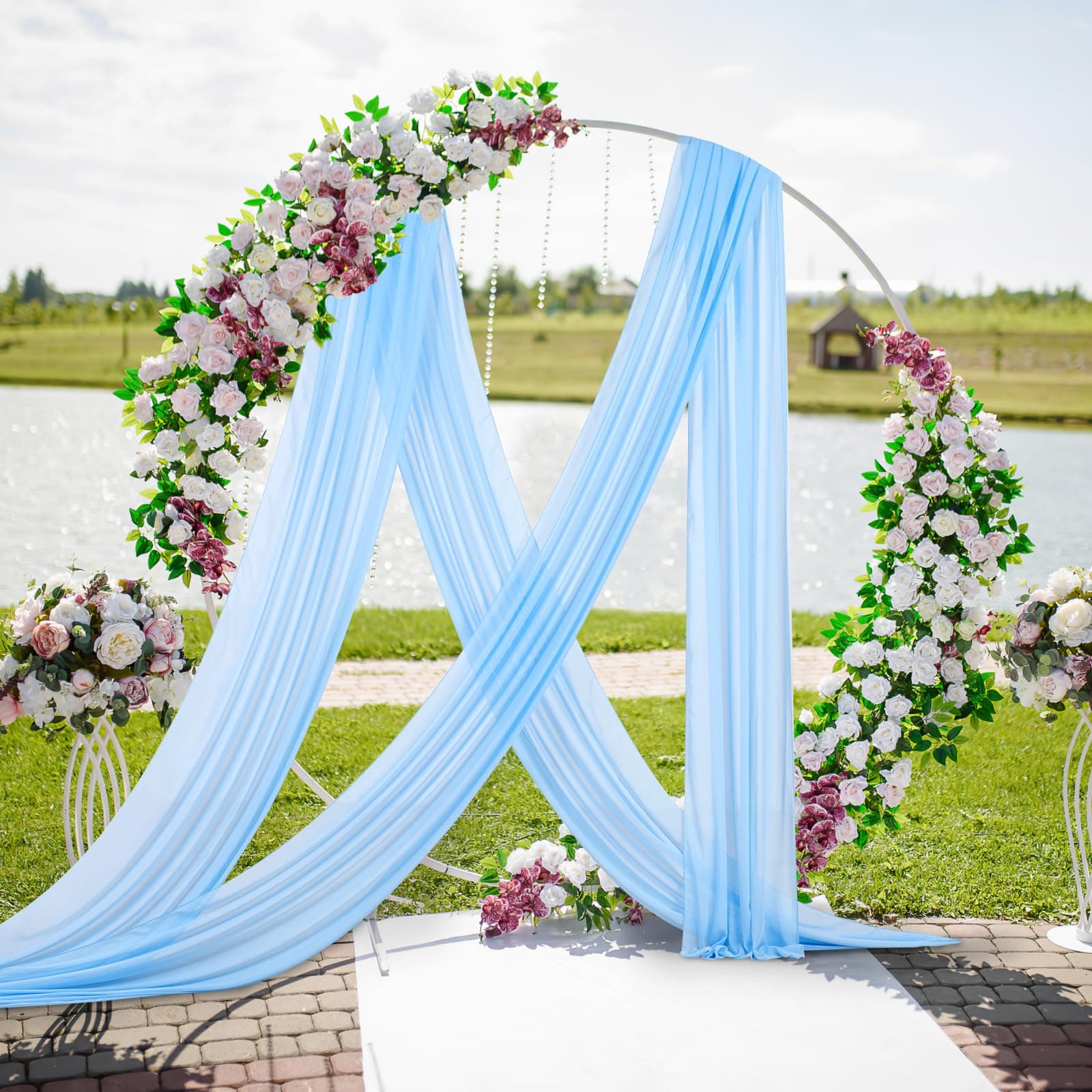 MoKoHouse Light Blue Chiffon Wedding Arch Draping Fabric - 6 Panels