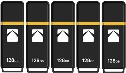 Kodak K100 USB 3.2 128GB Flash Drive (5-Pack)