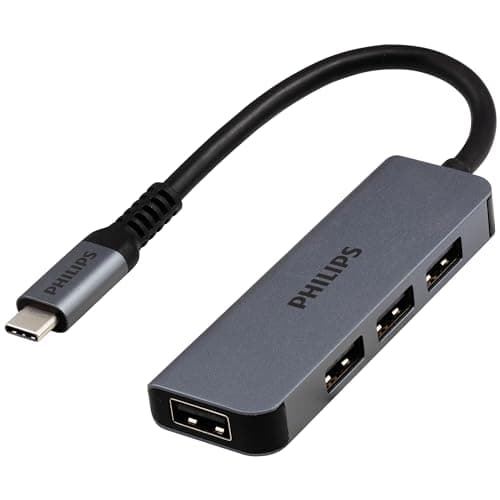 Philips USB-C to 4-Port USB-A Hub, Aluminum, 480 Mbps