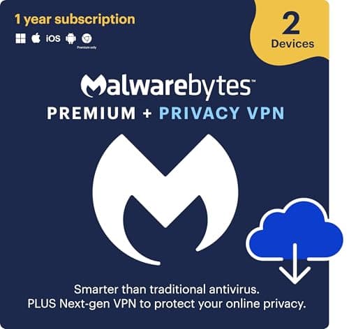 Malwarebytes Premium + Privacy VPN Bundle - 1 Year for 2 Devices