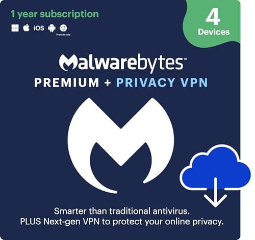 Malwarebytes Premium + Privacy VPN Bundle - 1 Year for 4 Devices