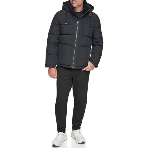 Andrew Marc Men's Mid-Length Puffer Jacket - Sherpa Collar