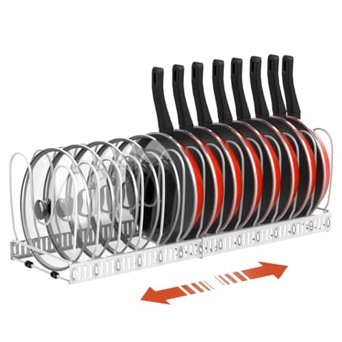 Housolution Expandable Pot and Pan Lid Organizer, Adjustable Rack