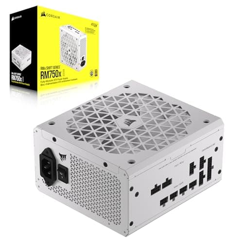 CORSAIR RM750x Shift Fully Modular ATX Power Supply - 80 Plus Gold - ATX 3.1 - PCIe 5.1 - Zero RPM - Side Interface - White