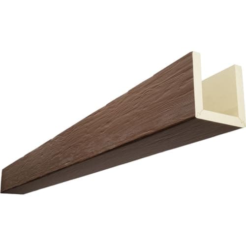Timberthane Rough Sawn Faux Wood Beam, 3-Sided (U-Beam), 12"W x 4"H x 96"L, Redwood Finish