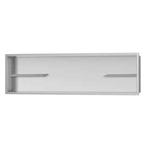 PULSE ShowerSpas 12x48 Inch Split Double Shower Shelf Brushed Stainless Steel
