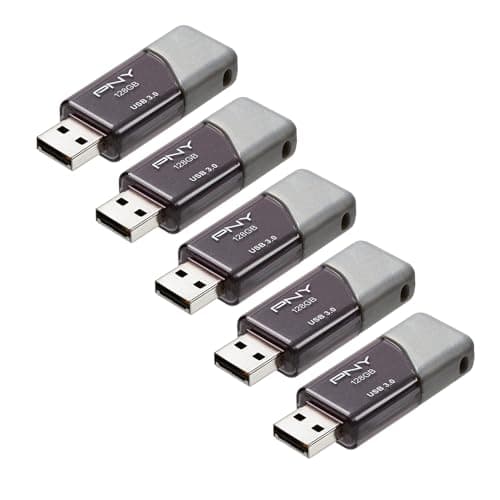 PNY 128GB Turbo Attaché 3 USB 3.0 Flash Drive 5-Pack - Grey
