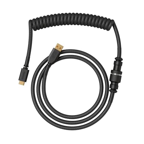GLORIOUS Coiled USB-C Keyboard Cable - Artisan Braided, Detachable Aviator (Black)
