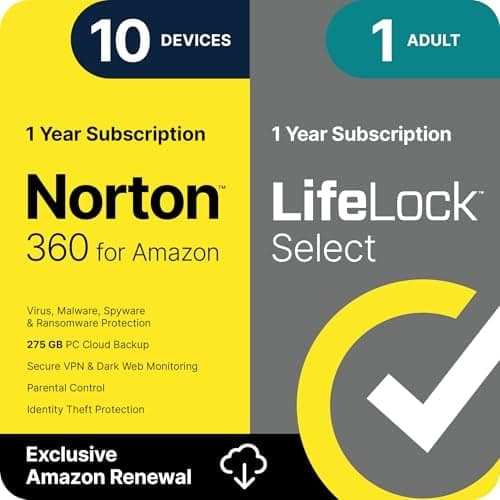 Norton 360 with LifeLock Select Bundle - 1 Year for 10 Devices