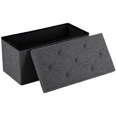 DUMOS 30in Storage Ottoman Bench with Padded Seat, Supports 660lbs, Grey