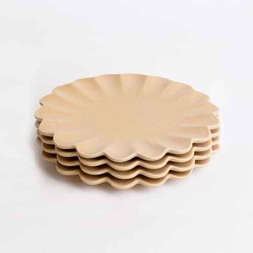 LEMIEUX ET CIE Dhalia 4-Piece Stoneware Salad Plate Set, 9.4 Inches