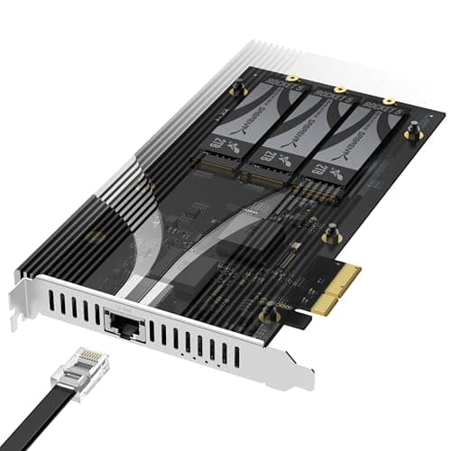 SABRENT PCIe 3.0 x4 Card, 10GbE + 3X M.2 NVMe SSD Slots (EC-PM2L)