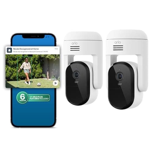 Arlo Essential Pan Tilt Security Camera 2K - Plug-In Power, 360° Coverage