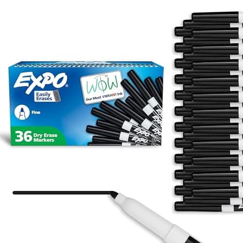 EXPO Dry Erase Markers, Fine Tip, Black, 36 Count - Low Odor